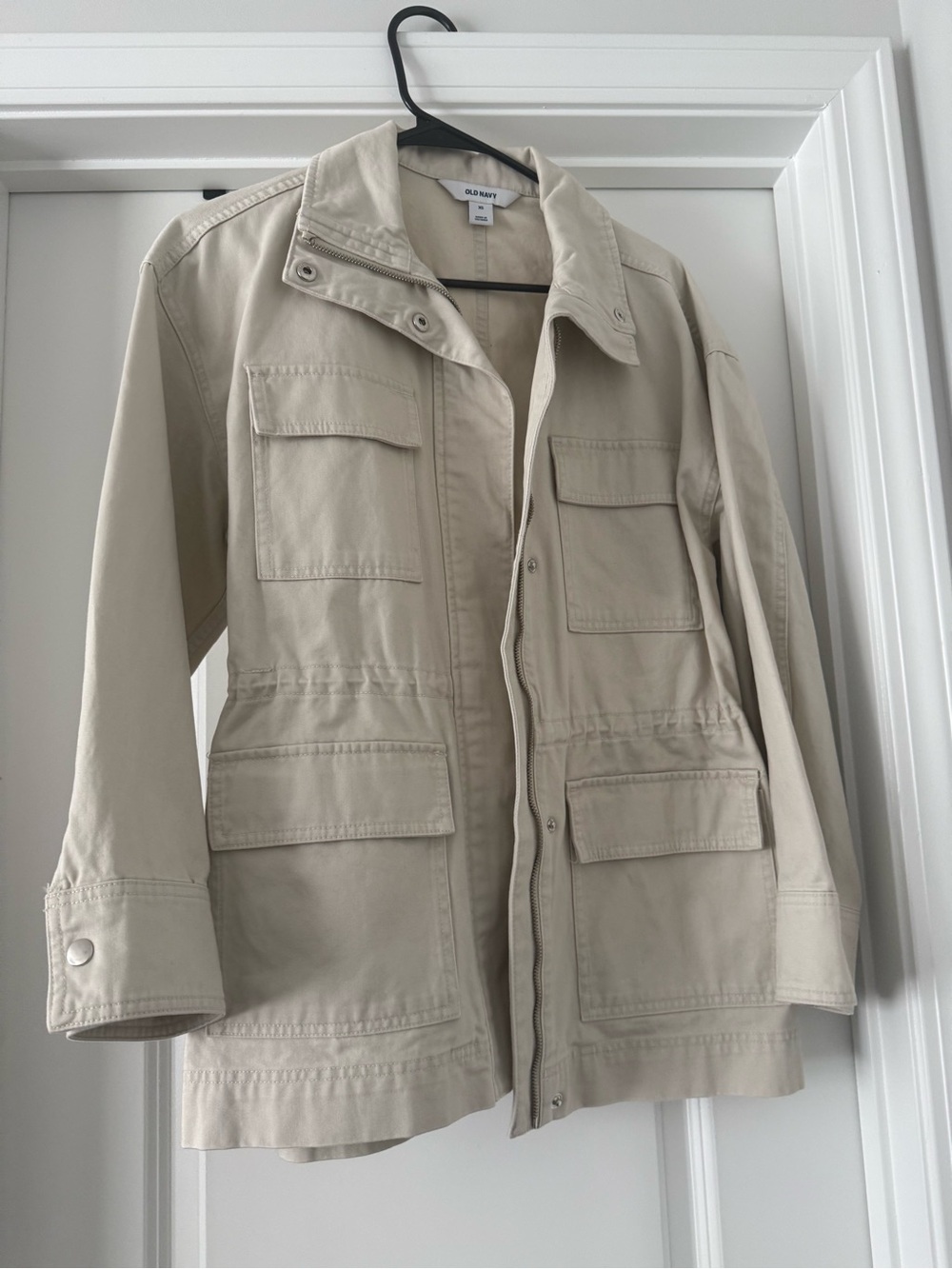 Old Navy Cream Oversized Cinched Waist Utility Jacket